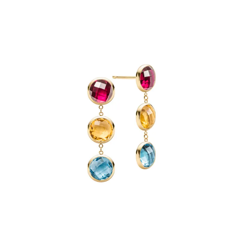 Personalized Newport Grand 3 Birthstone Earrings in 14k Gold sold by Haverhill