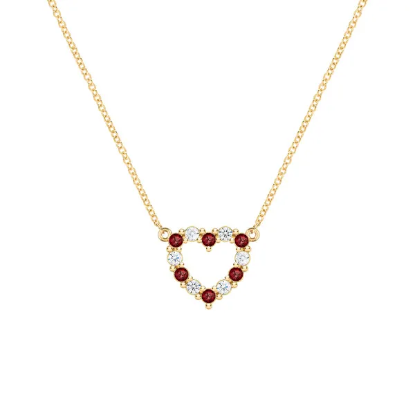 Personalized Rosecliff Small Heart Birthstone Necklace in 14k Gold sold by Haverhill