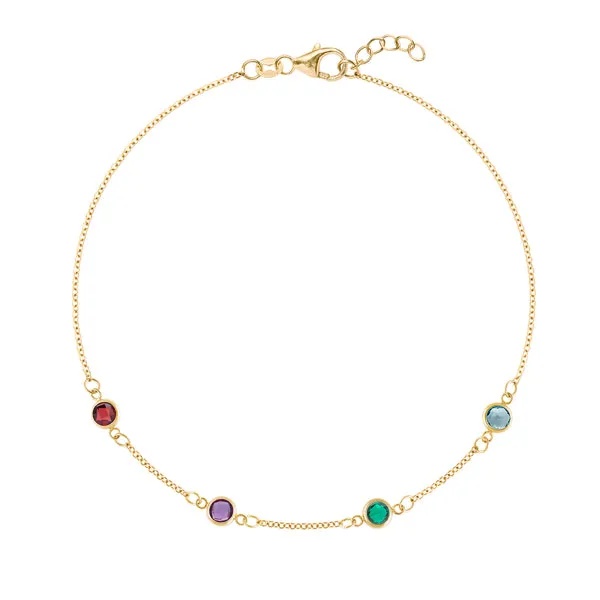 Personalized Classic 4 Birthstone Bracelet in 14k Gold sold by Haverhill