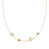 Personalized Classic 2 Letter & 2 Birthstone Necklace in 14k Gold (Single Spacing) sold by Haverhill