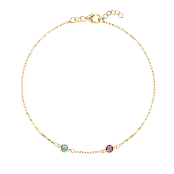Personalized Classic 2 Birthstone Bracelet in 14k Gold sold by Haverhill