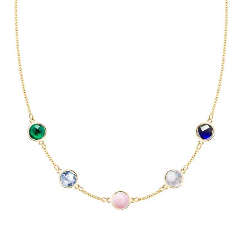 Personalized Grand 5 Birthstone Necklace in 14k Gold sold by Haverhill