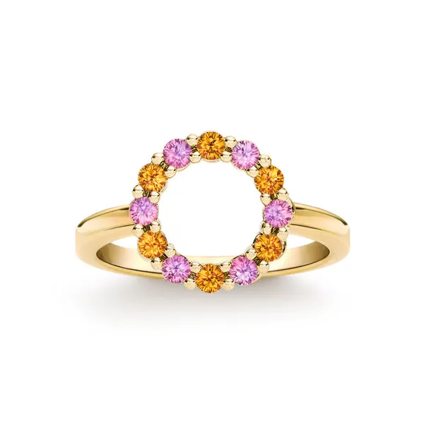 Personalized Rosecliff Small Circle Birthstone Ring in 14k Gold sold by Haverhill