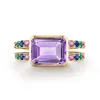 Personalized Warren Horizontal Birthstone Ring with Accent Stones in 14k Gold sold by Haverhill
