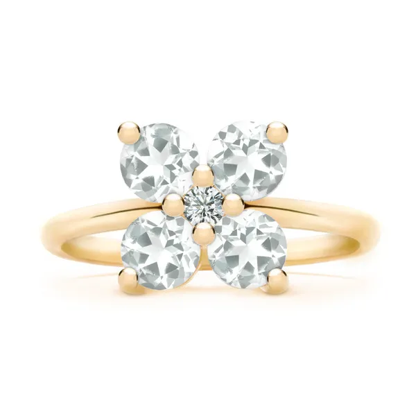 Personalized Greenwich 4 Birthstone & Diamond Ring in 14k Gold sold by Haverhill