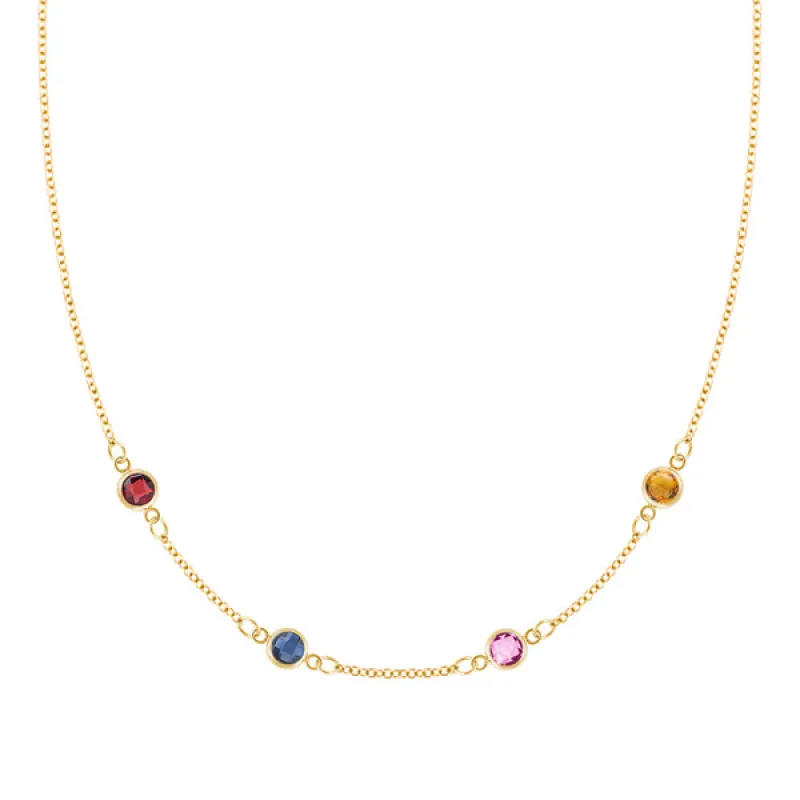 Personalized Classic 4 Birthstone Necklace in 14k Gold sold by Haverhill
