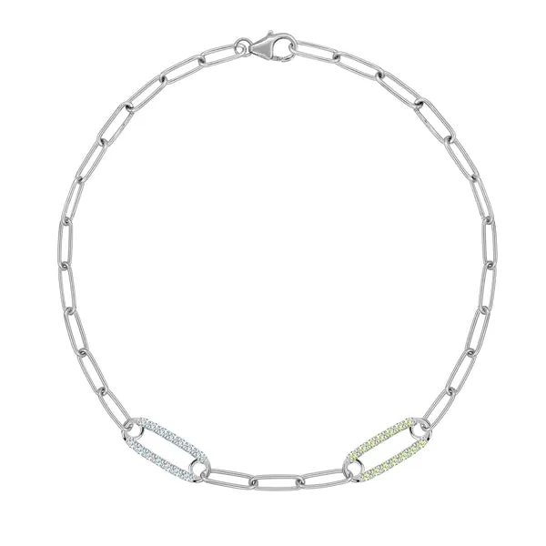 Personalized Adelaide 2 Pavé Birthstone Link Bracelet in 14k Gold sold by Haverhill