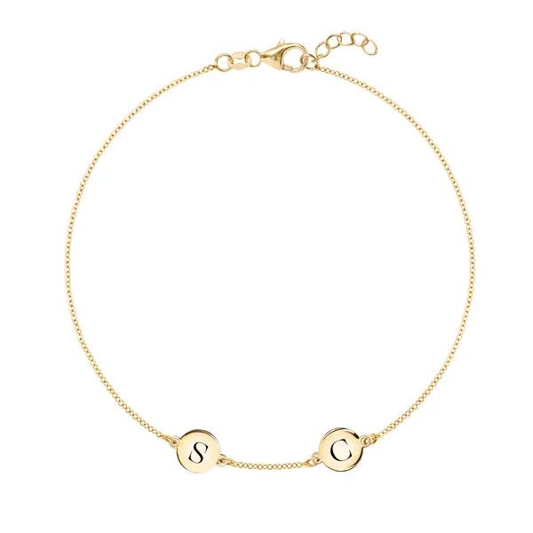 Personalized 2 Letter Bracelet in 14k Gold sold by Haverhill