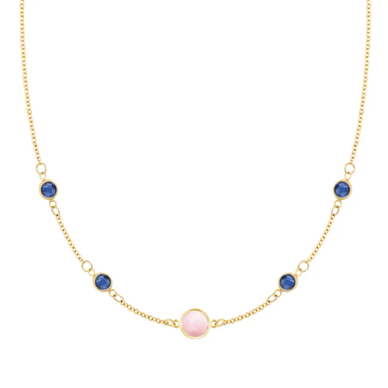 Personalized 1 Grand & 4 Classic Birthstone Necklace in 14k Gold sold by Haverhill