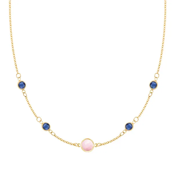 Personalized 1 Grand & 4 Classic Birthstone Necklace in 14k Gold sold by Haverhill