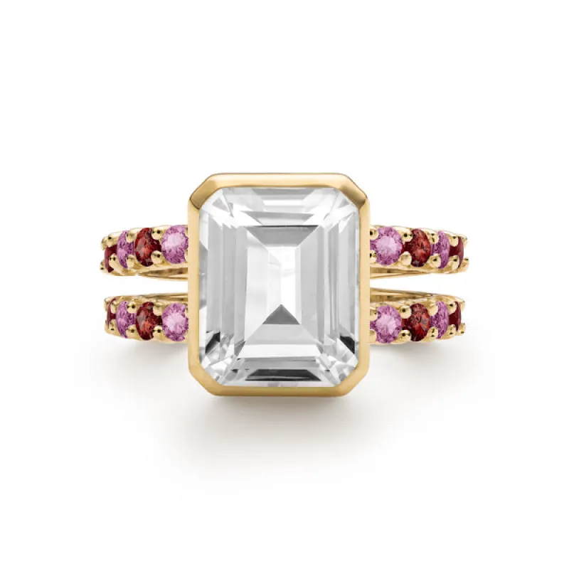 Personalized Warren Vertical Birthstone Ring with Accent Stones in 14k Gold sold by Haverhill