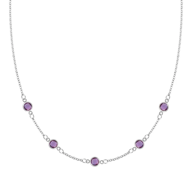 Personalized Classic 5 Birthstone Necklace in 14k Gold sold by Haverhill