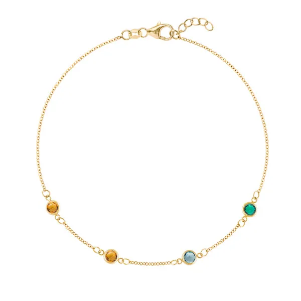 Personalized Classic 4 Birthstone Bracelet in 14k Gold sold by Haverhill