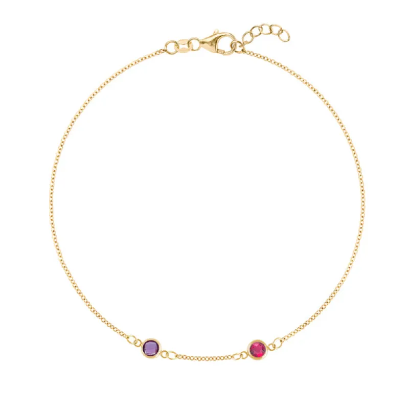 Personalized Classic 2 Birthstone Bracelet in 14k Gold sold by Haverhill