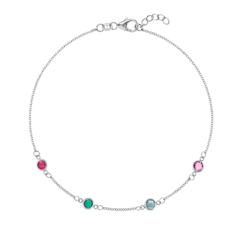 Personalized Classic 4 Birthstone Bracelet in 14k Gold sold by Haverhill