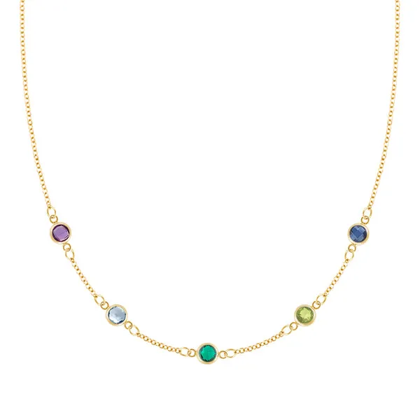 Personalized Classic 5 Birthstone Necklace in 14k Gold sold by Haverhill