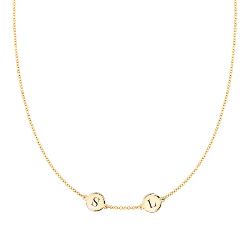 Personalized 2 Letter Necklace in 14k Gold (Single Spacing) sold by Haverhill
