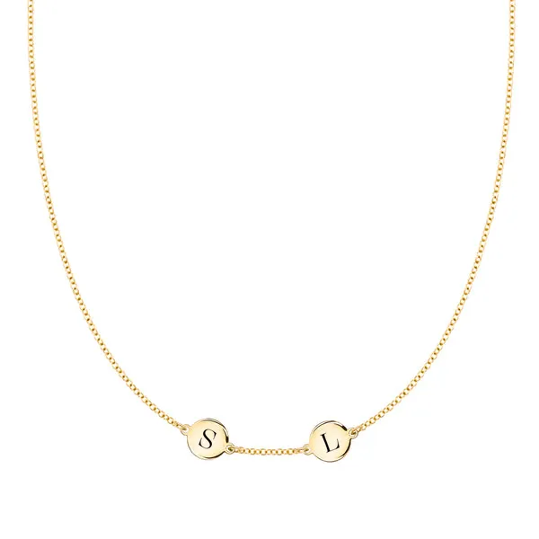 Personalized 2 Letter Necklace in 14k Gold (Single Spacing) sold by Haverhill
