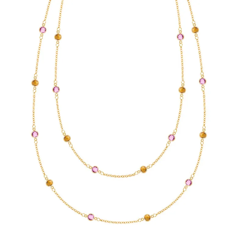 Personalized Bayberry Birthstone Long Necklace in 14k Gold sold by Haverhill