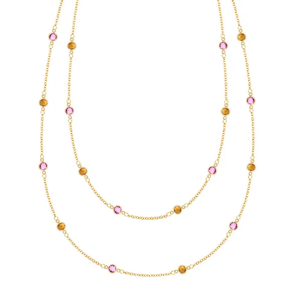 Personalized Bayberry Birthstone Long Necklace in 14k Gold sold by Haverhill