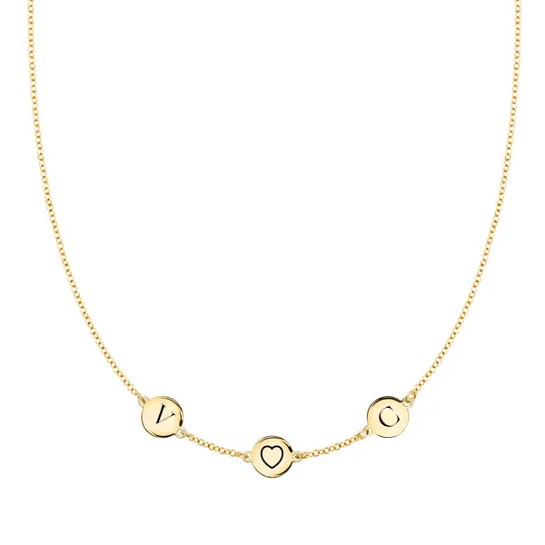 Personalized Heart Disc & 2 Letter Necklace in 14k Gold sold by Haverhill