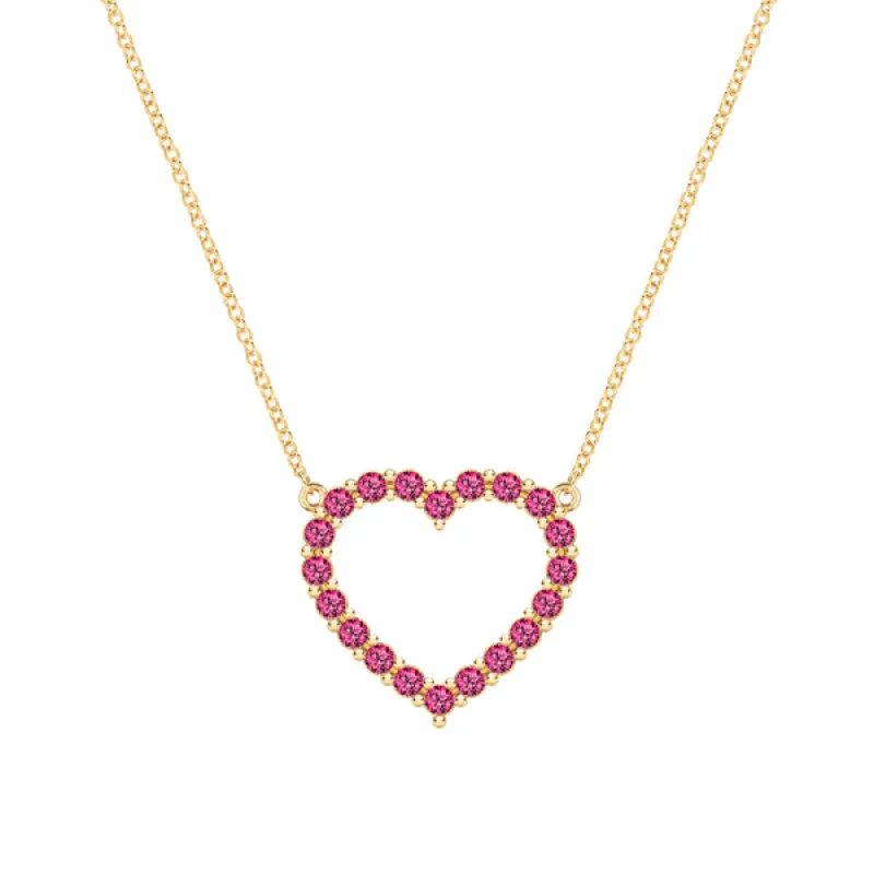 Personalized Rosecliff Heart Birthstone Necklace in 14k Gold sold by Haverhill