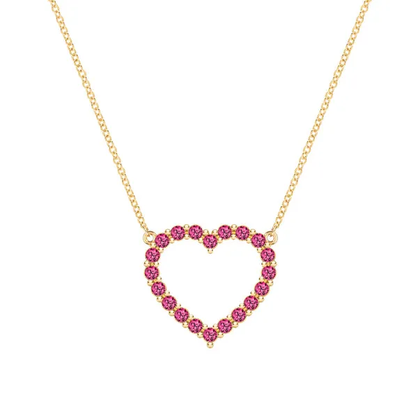 Personalized Rosecliff Heart Birthstone Necklace in 14k Gold sold by Haverhill