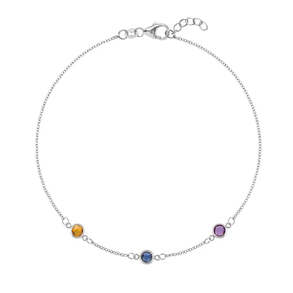 Personalized Classic 3 Birthstone Bracelet in 14k Gold sold by Haverhill