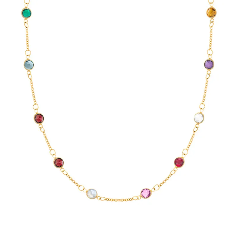 Personalized Classic 10 Birthstone Necklace in 14k Gold sold by Haverhill