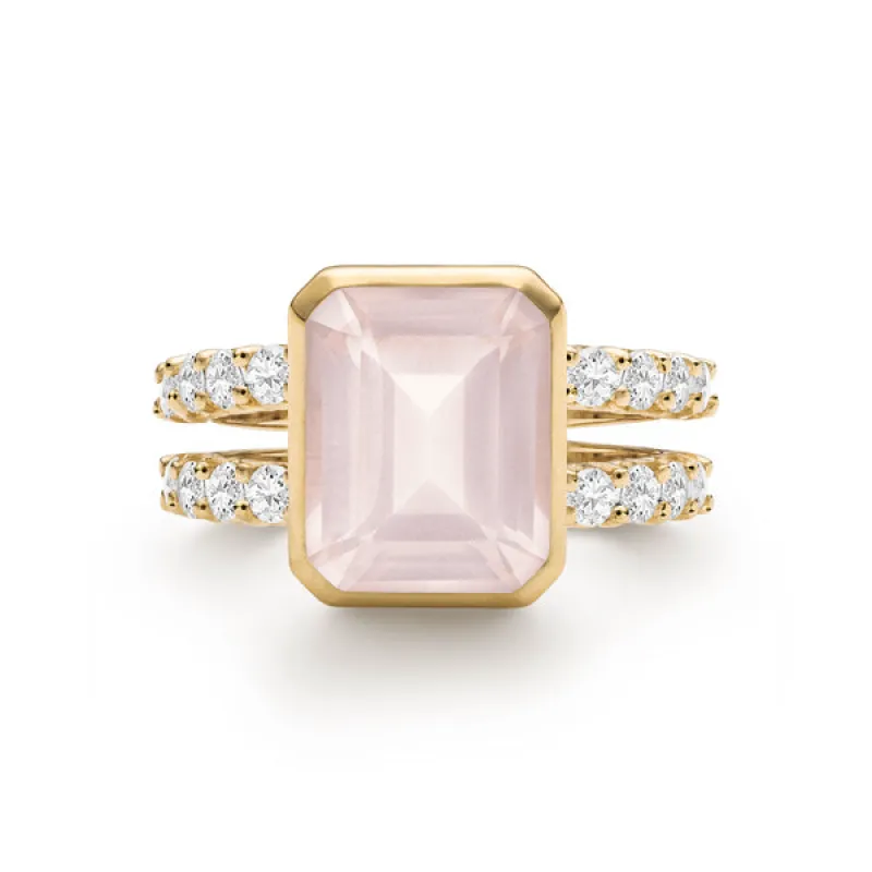 Personalized Warren Vertical Birthstone Ring with Accent Stones in 14k Gold sold by Haverhill