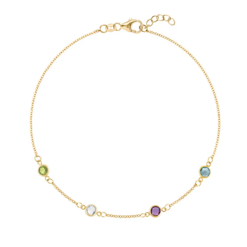 Personalized Classic 4 Birthstone Bracelet in 14k Gold sold by Haverhill