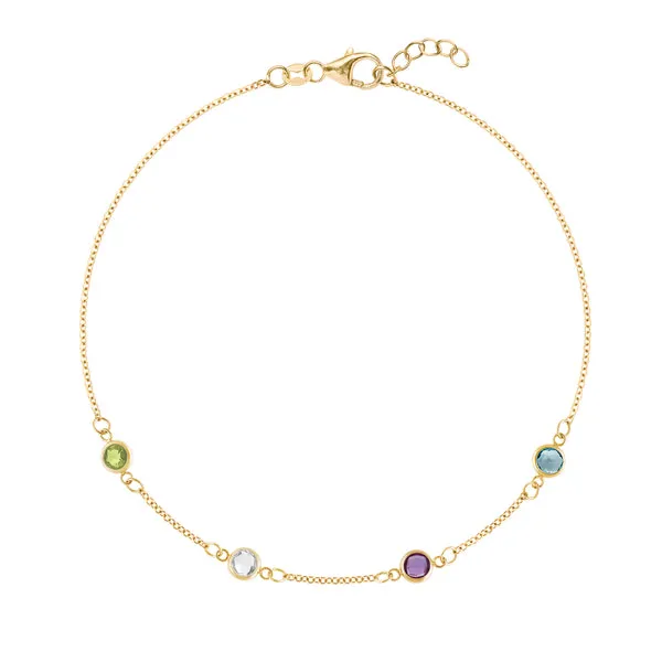 Personalized Classic 4 Birthstone Bracelet in 14k Gold sold by Haverhill