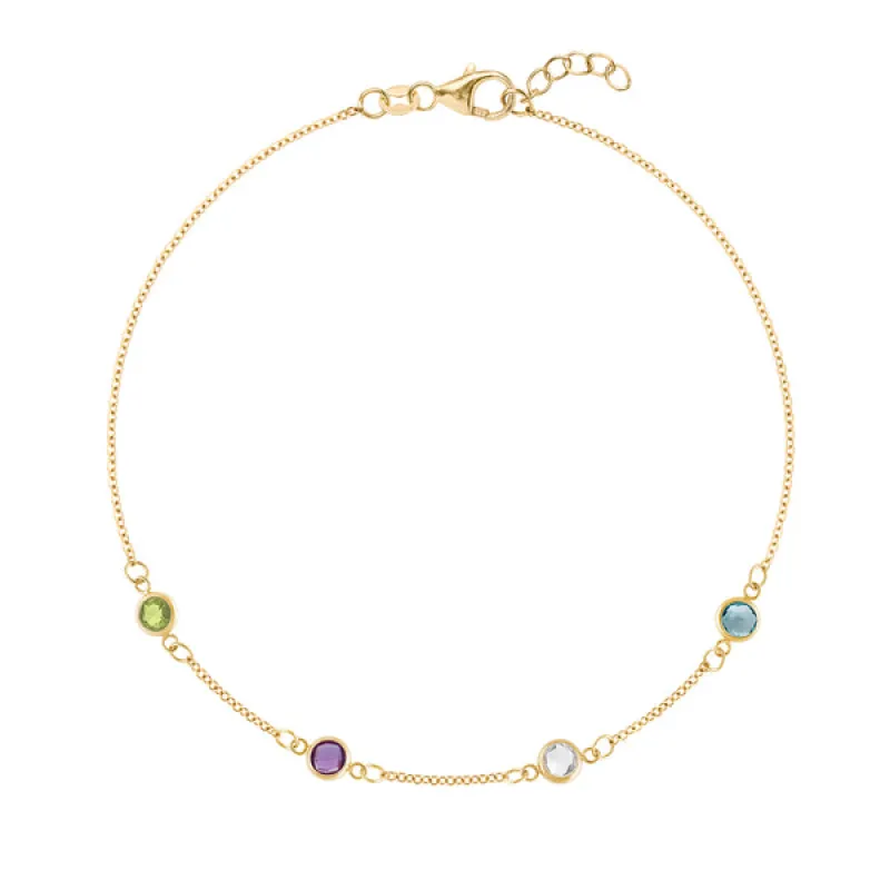 Personalized Classic 4 Birthstone Bracelet in 14k Gold sold by Haverhill