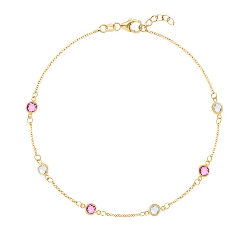 Personalized Classic 6 Birthstone Bracelet in 14k Gold made by Haverhill