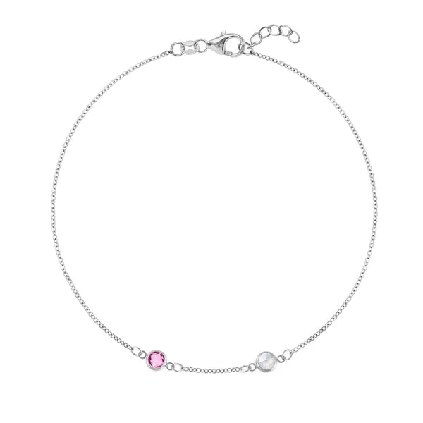 Personalized Classic 2 Birthstone Bracelet in 14k Gold sold by Haverhill