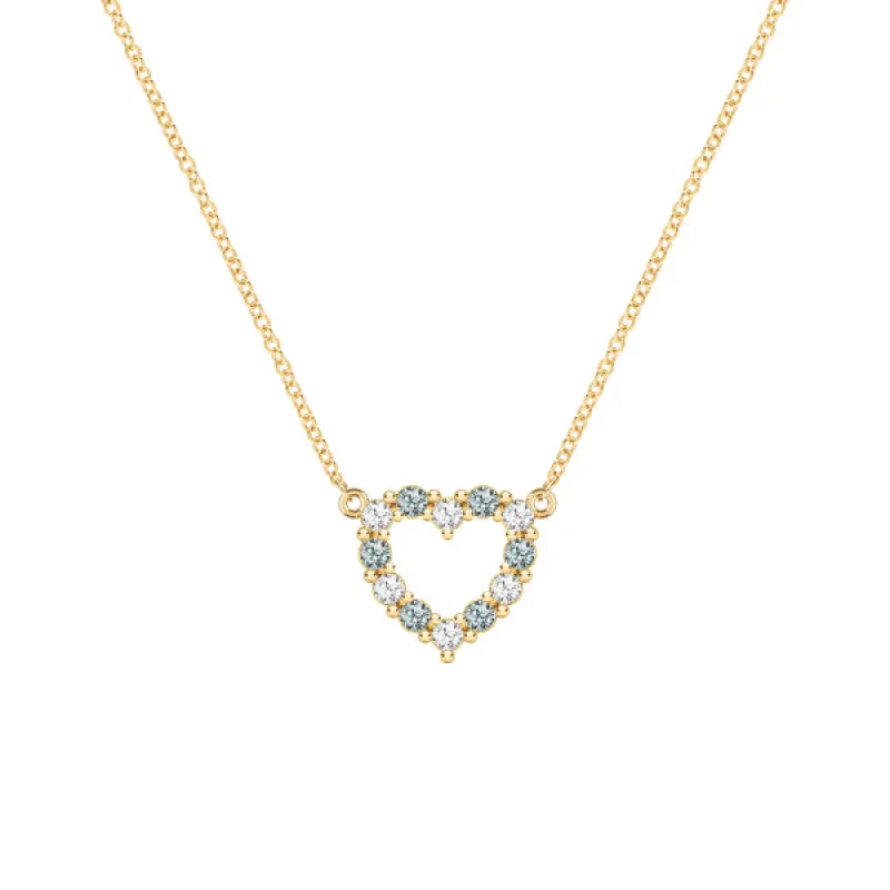 Personalized Rosecliff Small Heart Birthstone Necklace in 14k Gold sold by Haverhill