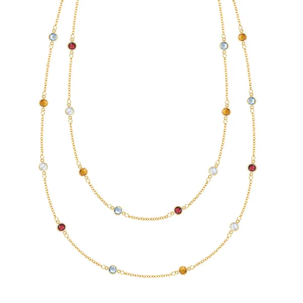 Personalized Bayberry Birthstone Long Necklace in 14k Gold sold by Haverhill