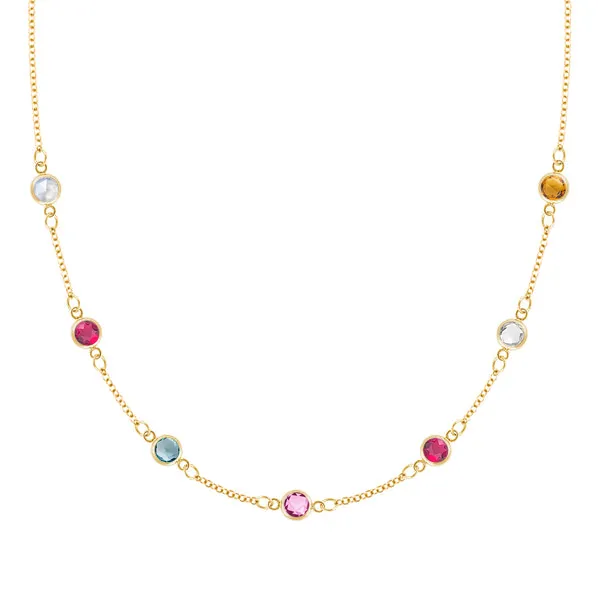 Personalized Classic 7 Birthstone Necklace in 14k Gold sold by Haverhill