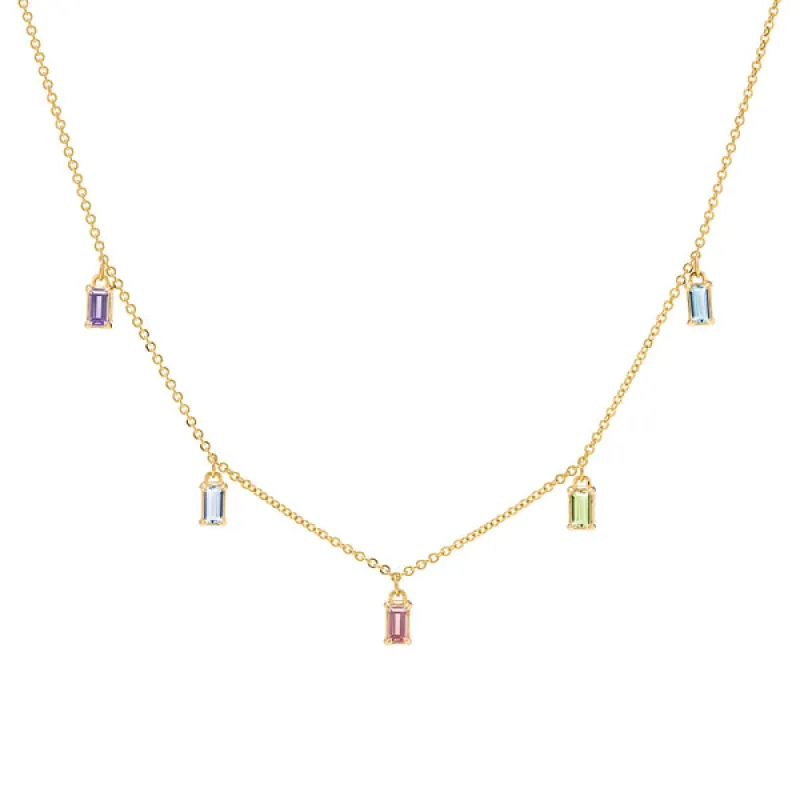 Personalized Providence 5 Birthstone Drop Necklace in 14k Gold sold by Haverhill