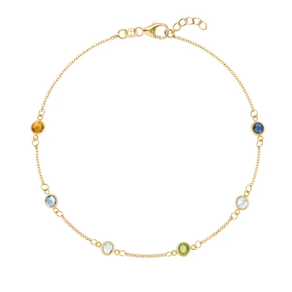 Personalized Classic 6 Birthstone Bracelet in 14k Gold sold by Haverhill