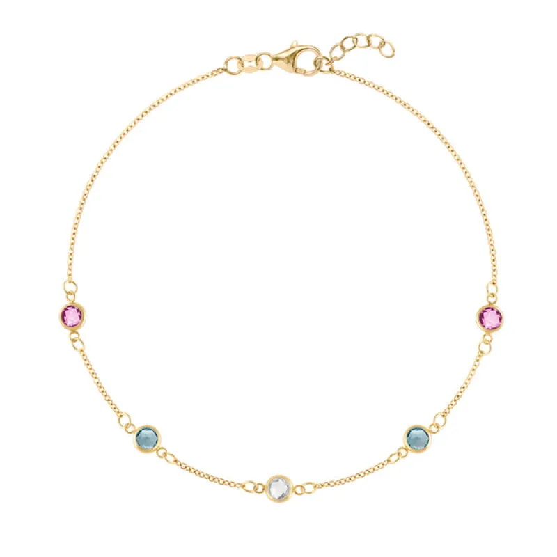Personalized Classic 5 Birthstone Bracelet in 14k Gold sold by Haverhill