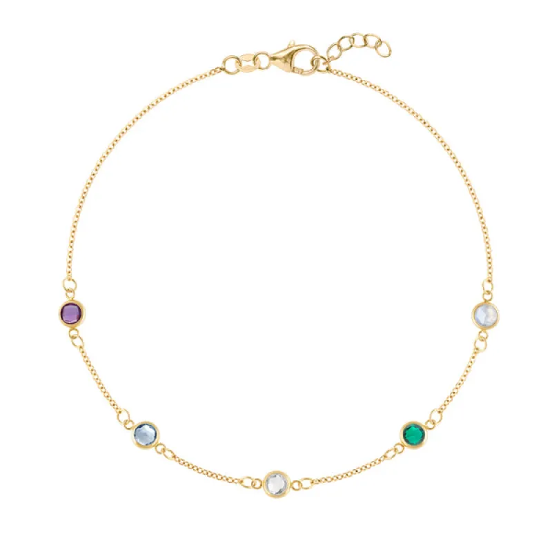 Personalized Classic 5 Birthstone Bracelet in 14k Gold sold by Haverhill