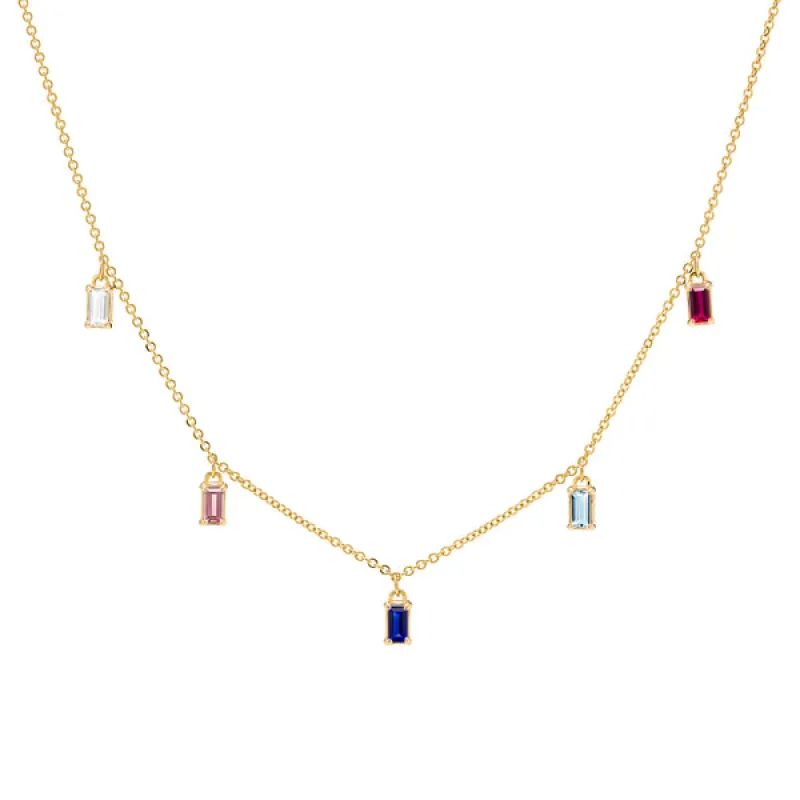 Personalized Providence 5 Birthstone Drop Necklace in 14k Gold sold by Haverhill