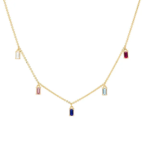 Personalized Providence 5 Birthstone Drop Necklace in 14k Gold sold by Haverhill