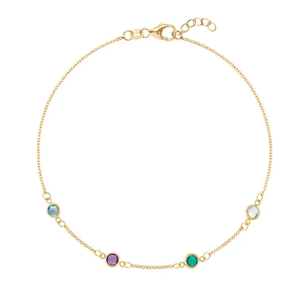 Personalized Classic 4 Birthstone Bracelet in 14k Gold sold by Haverhill