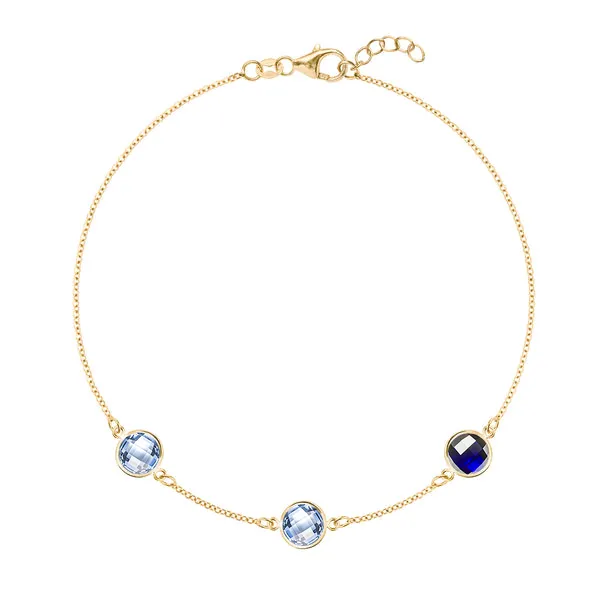 Personalized Grand 3 Birthstone Bracelet in 14k Gold sold by Haverhill