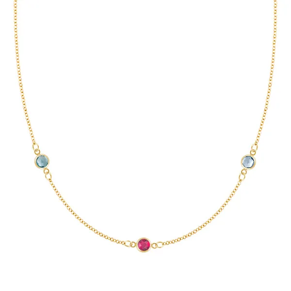 Personalized Classic 3 Birthstone Necklace in 14k Gold sold by Haverhill