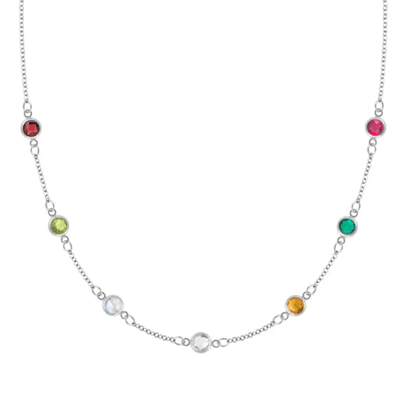 Personalized Classic 7 Birthstone Necklace in 14k Gold sold by Haverhill