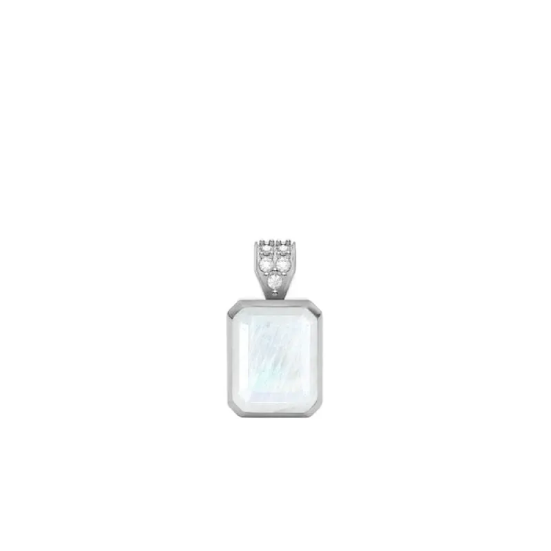 Warren Rainbow Moonstone Pendant with Diamond Bale in 14k Gold (June) sold by Haverhill