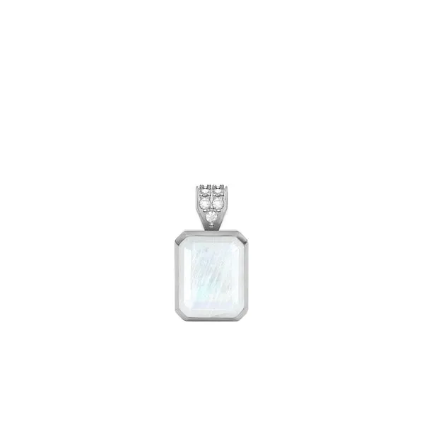 Warren Rainbow Moonstone Pendant with Diamond Bale in 14k Gold (June) sold by Haverhill